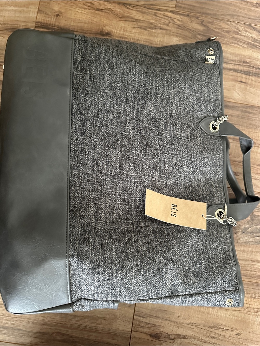 BEIS Charcoal Gray Women’s Tote with Leather Trim
